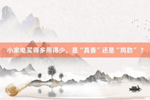 小家电买得多用得少，是“真香”还是“鸡肋” ？