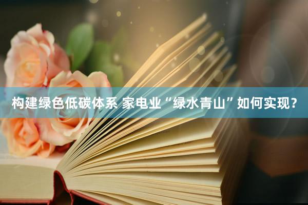 构建绿色低碳体系 家电业“绿水青山”如何实现？