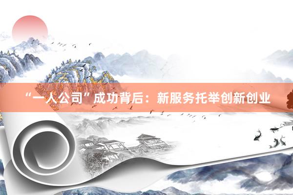 “一人公司”成功背后：新服务托举创新创业