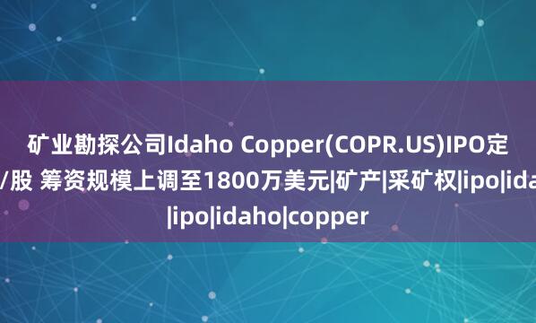 矿业勘探公司Idaho Copper(COPR.US)IPO定价6.50美元/股 筹资规模上调至1800万美元|矿产|采矿权|ipo|idaho|copper