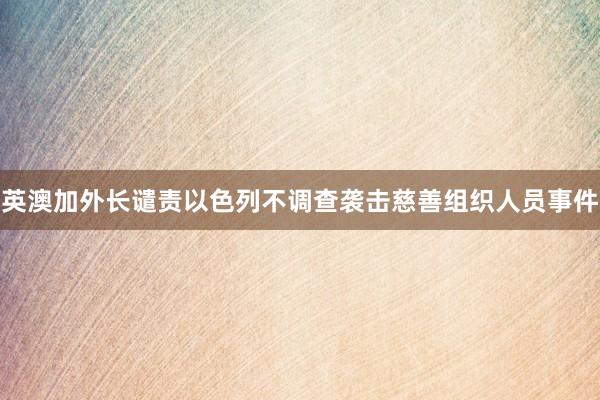 英澳加外长谴责以色列不调查袭击慈善组织人员事件