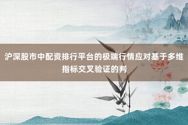 沪深股市中配资排行平台的极端行情应对基于多维指标交叉验证的判