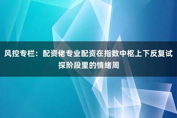 风控专栏：配资佬专业配资在指数中枢上下反复试探阶段里的情绪周