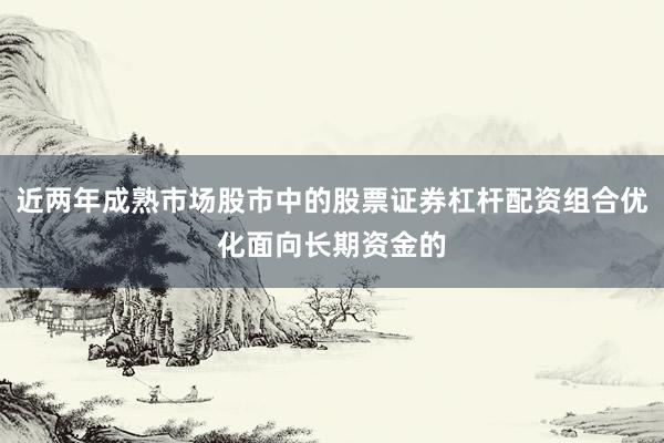 近两年成熟市场股市中的股票证券杠杆配资组合优化面向长期资金的