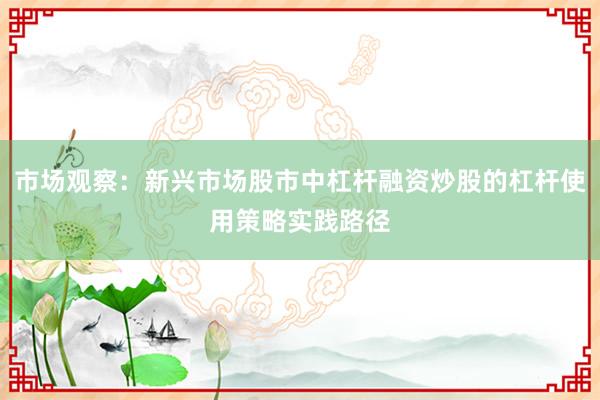 市场观察：新兴市场股市中杠杆融资炒股的杠杆使用策略实践路径