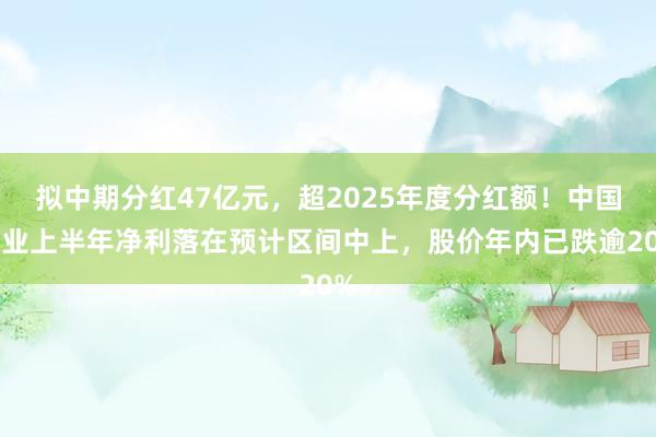 拟中期分红47亿元，超2025年度分红额！中国铝业上半年净利落在预计区间中上，股价年内已跌逾20%
