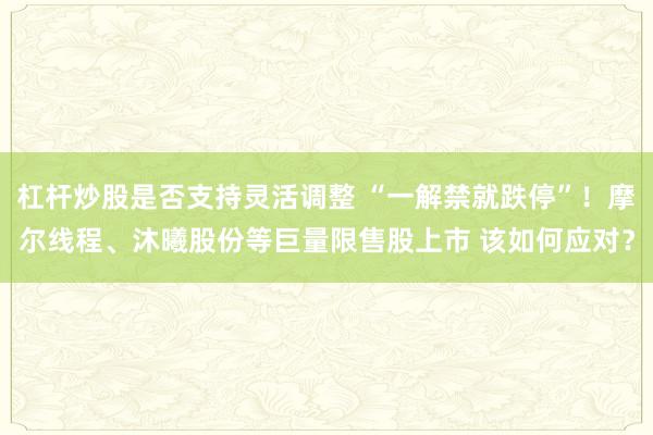 杠杆炒股是否支持灵活调整 “一解禁就跌停”！摩尔线程、沐曦股份等巨量限售股上市 该如何应对？