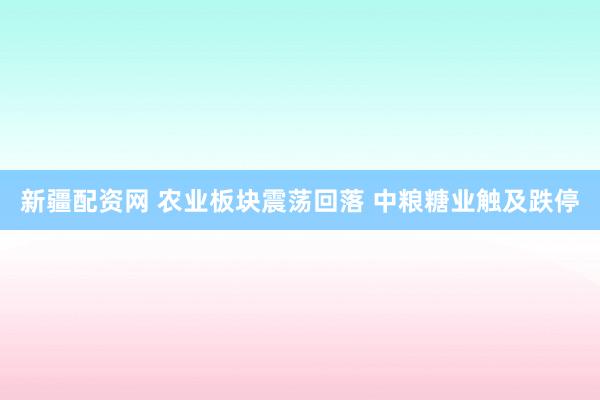 新疆配资网 农业板块震荡回落 中粮糖业触及跌停