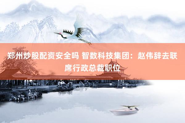 郑州炒股配资安全吗 智数科技集团：赵伟辞去联席行政总裁职位