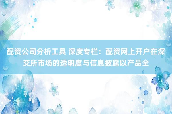 配资公司分析工具 深度专栏：配资网上开户在深交所市场的透明度与信息披露以产品全