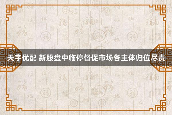 天宇优配 新股盘中临停督促市场各主体归位尽责