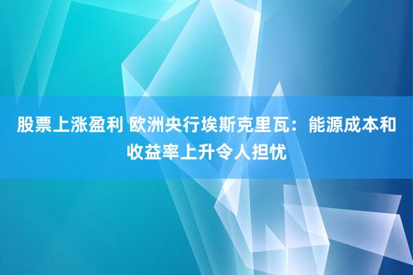 股票上涨盈利 欧洲央行埃斯克里瓦：能源成本和收益率上升令人担忧