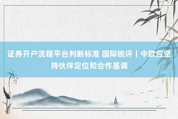 证券开户流程平台判断标准 国际锐评丨中欧应坚持伙伴定位和合作基调