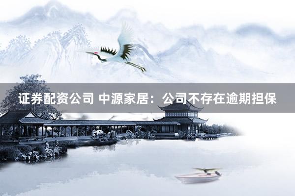 证券配资公司 中源家居：公司不存在逾期担保