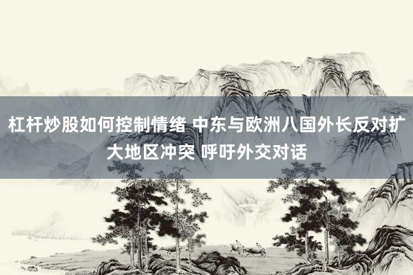 杠杆炒股如何控制情绪 中东与欧洲八国外长反对扩大地区冲突 呼吁外交对话